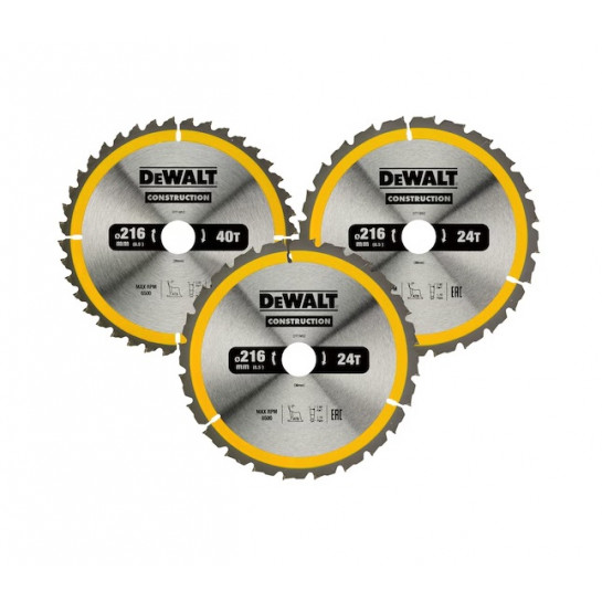 DeWALT sada pilových kotúčov 216 x 30 mm (3ks)