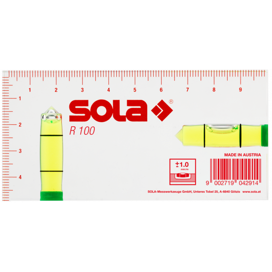 SOLA R100 green SOLA Vodovaha z akryloveho skla